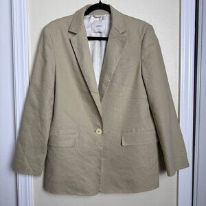 WILFRED Women's Beige Linen Blend Button-Front Blazer Jacket S